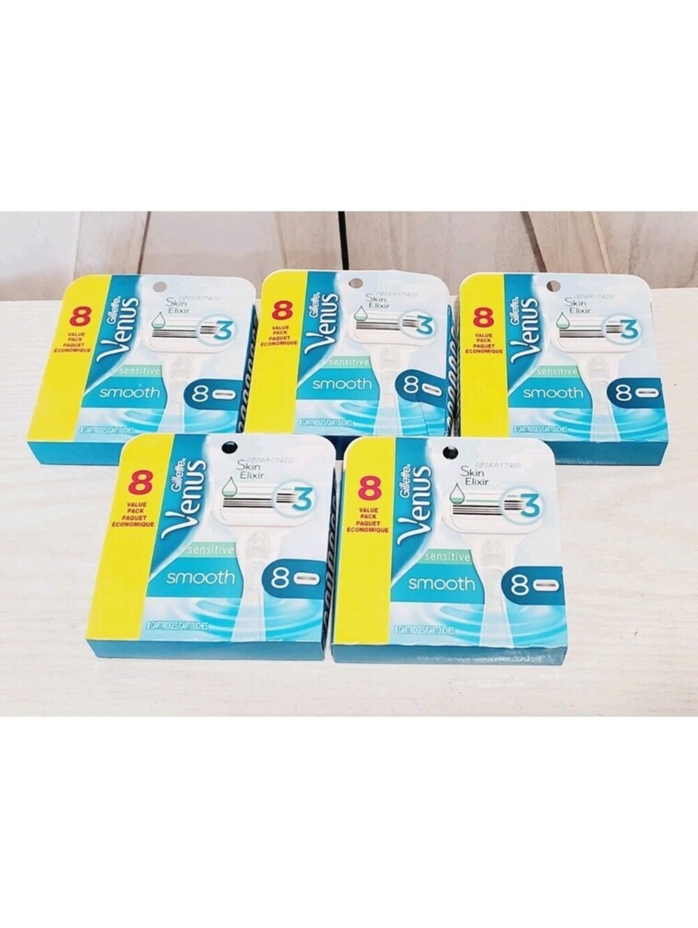 40 Gillette Venus Sensitive Deluxe Smooth Cartridges w 3 Blades New Sealed 5 Pck